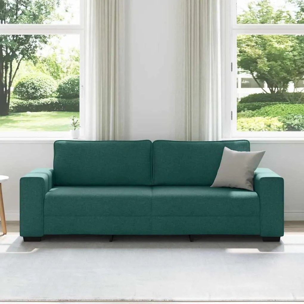 Sofá de 3 lugares 180 cm tecido verde-escuro