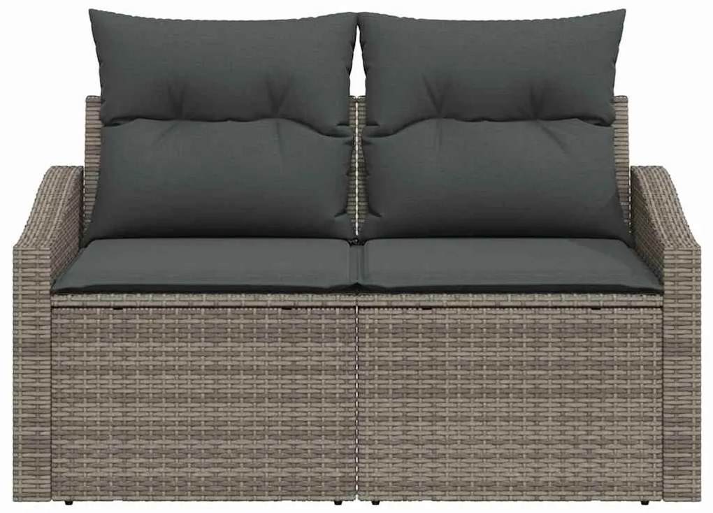 Sofá de Jardim 2 Lugares com Almofadas Cinza em Rattan Sintético