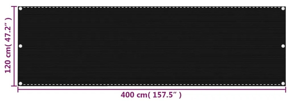 Tela de varanda 120x400 cm PEAD preto