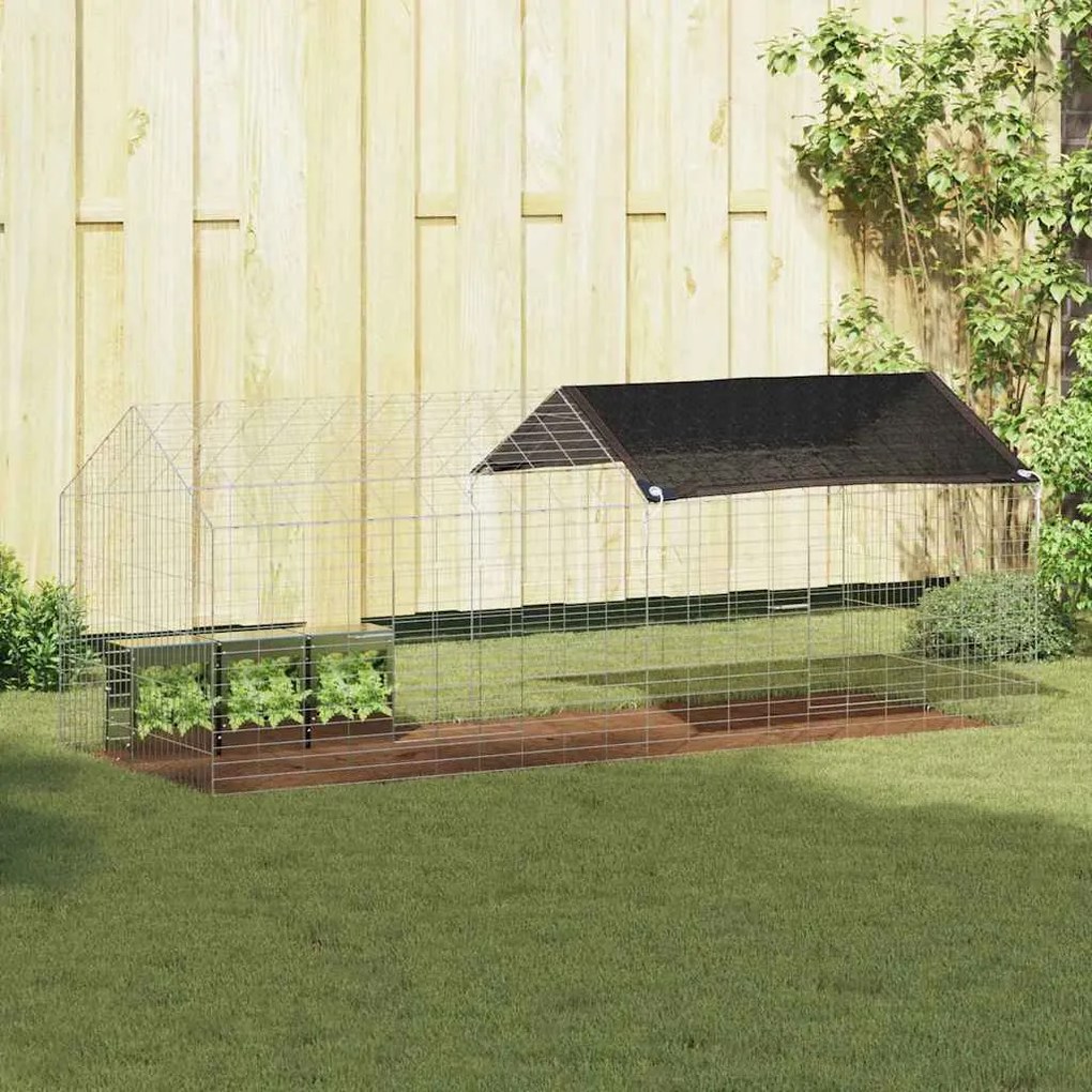 vidaXL Gaiola para Coelhos Prateado 400 x 78 x 78 cm Aço Galvanizado