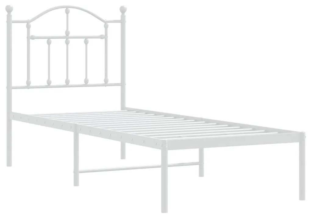 Estrutura de cama com cabeceira 75x190 cm metal branco