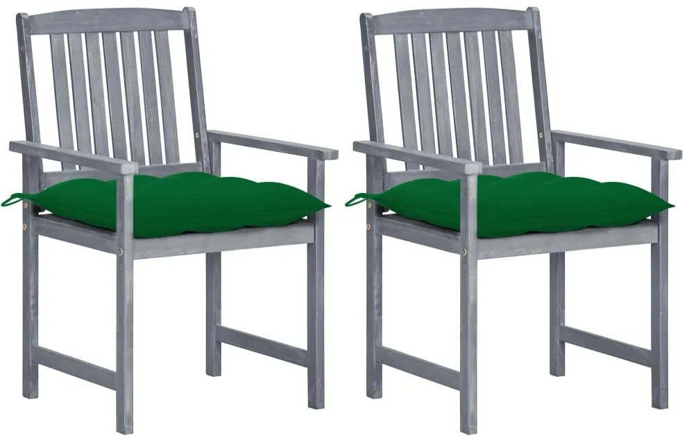 vidaXL Cadeiras de jardim com almofadões 2 pcs acácia maciça cinza