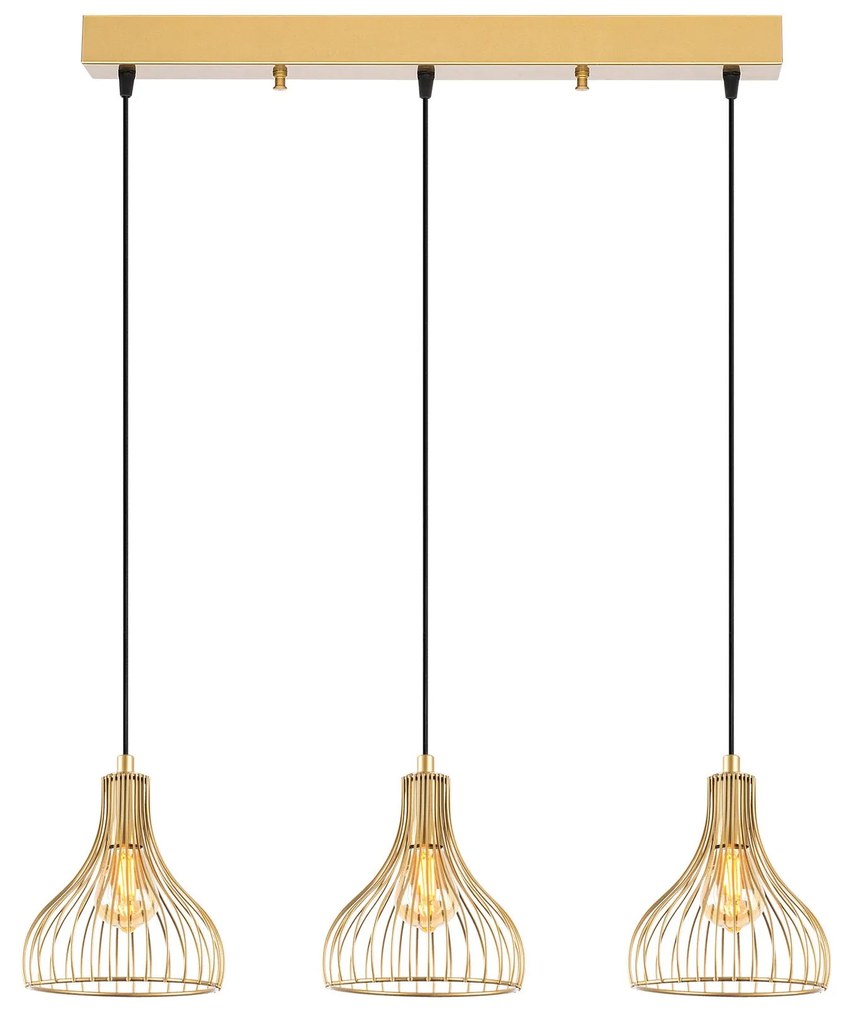 Chandelier Telyildo – Dourado Brilhante – 70 x 20 x 117 cm