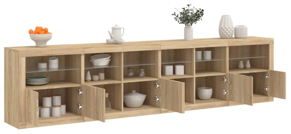 Aparador com luzes LED 283x37x67 cm carvalho sonoma