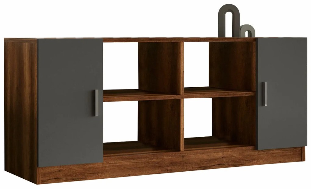 Armário Multiusos VO6 – Nogueira-Antracite – 139,8x61,8x46,3 cm