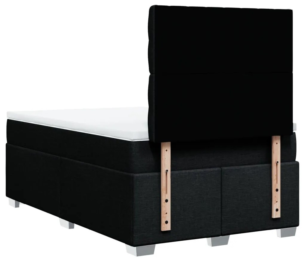 Cama boxspring com colchão 120x190 cm tecido preto