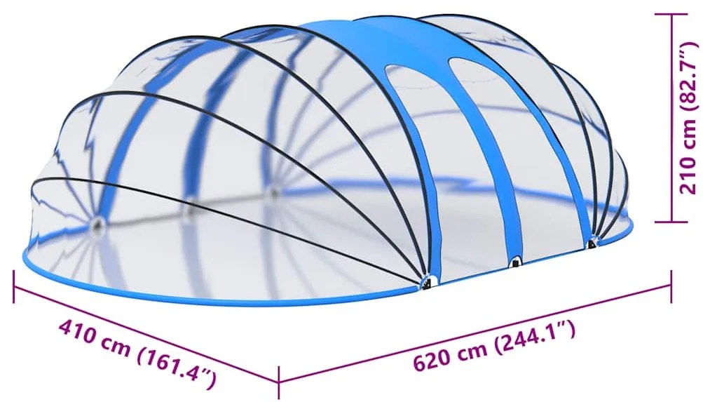 Cúpula de piscina oval 620x410x210 cm