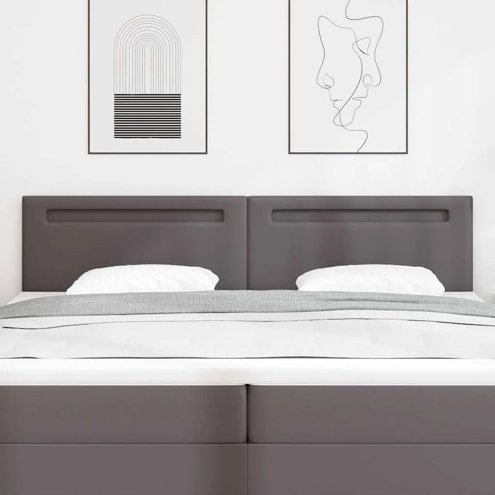 Cabeceira vidaXL Design Simples Cinza 200 cm em Couro Sintético