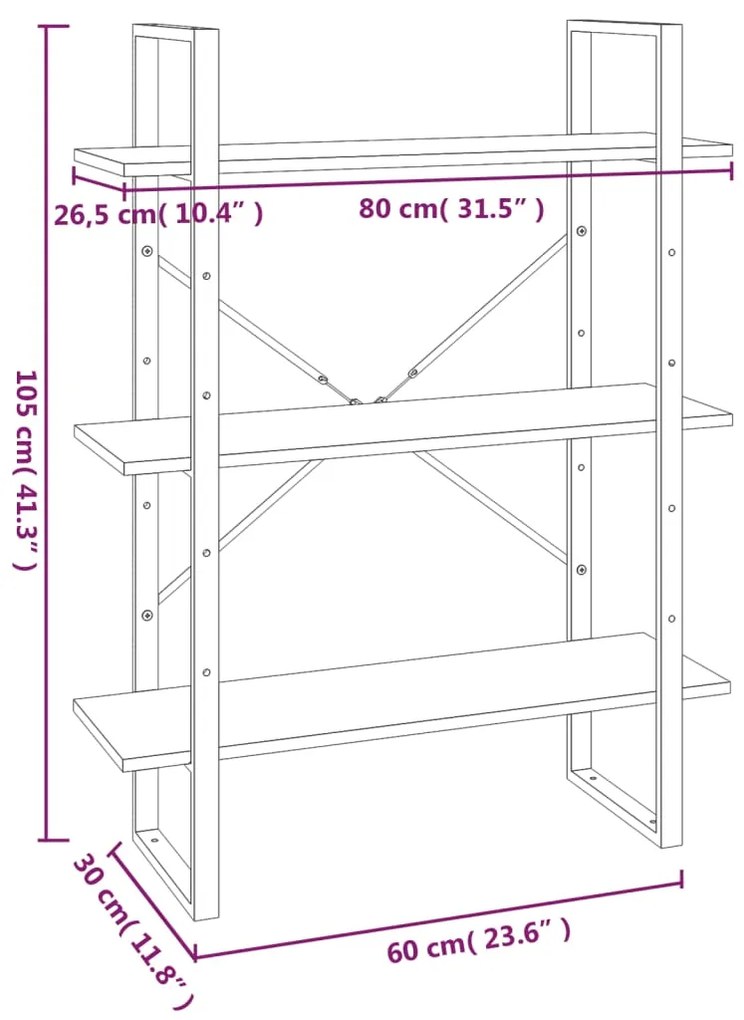 Estante 5 prat. 80x30x175 cm derivados madeira cinzento sonoma