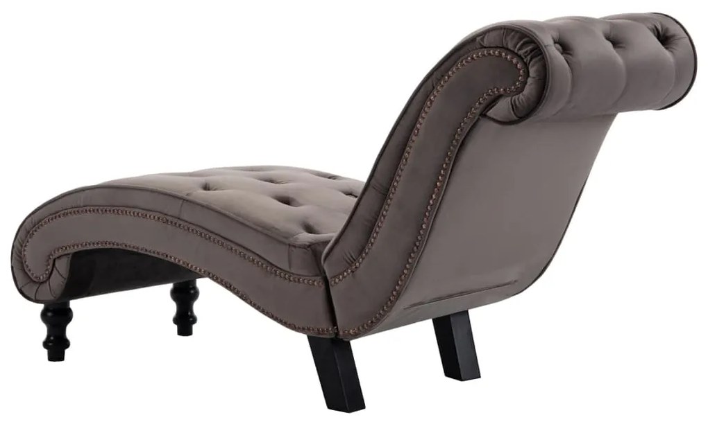Chaise longue em veludo cinzento