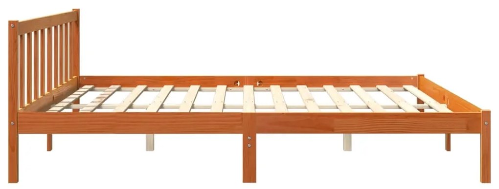 Cama sem colchão 200x200 cm pinho maciço castanho-mel