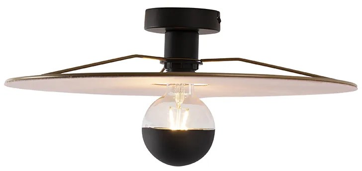 Candeeiro de teto preto com cúpula plana rosa 45 cm - Combi Moderno