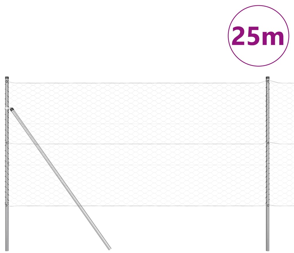 Conjunto de Cercas Conjunto de 2 Aço Galvanizado 25 x 1 m Durável