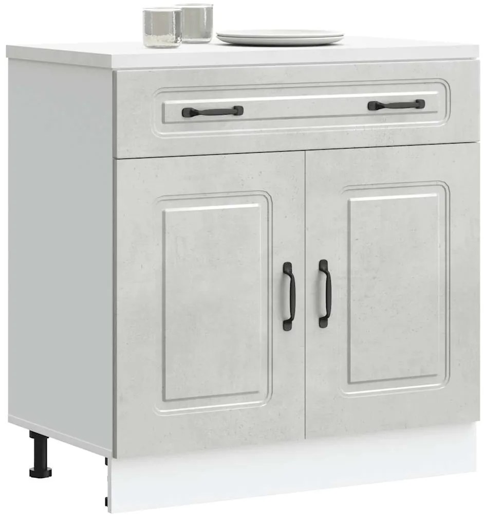 vidaXL Armário baixo de cozinha Kalmar betão madeira projetada cinza