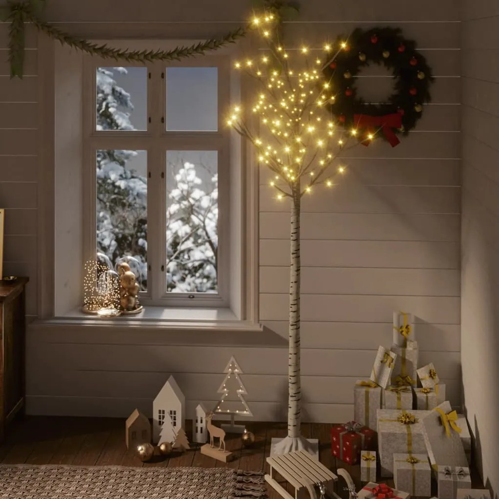 328680 vidaXL Árvore de Natal 180 LEDs salgueiro int./ext. 1,8m branco quente