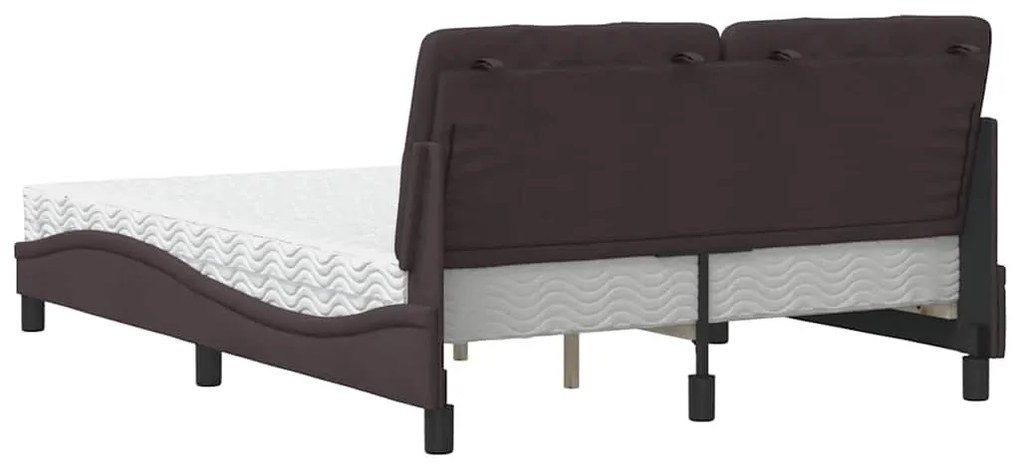 Cama com colchão 120x200 cm tecido castanho-escuro