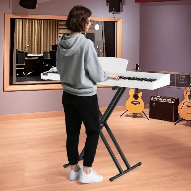 Piano digital de 88 teclas tamanho real com teclas semi-contrapesadas, altifalantes duplos, modo de teclado duplo e 3 pedais, suporte ajustável para p