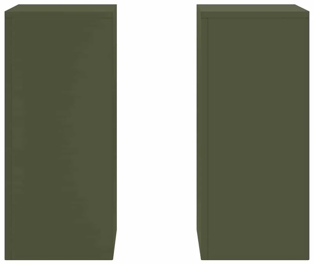 Suportes para Plantas Pilar 2 pcs Verde-Azeitona 24x24x55 cm Aço