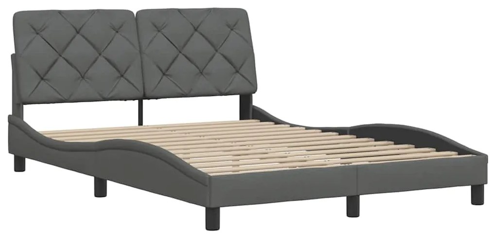 Estrutura de cama sem colchão 140x200 cm tecido cinzento-escuro