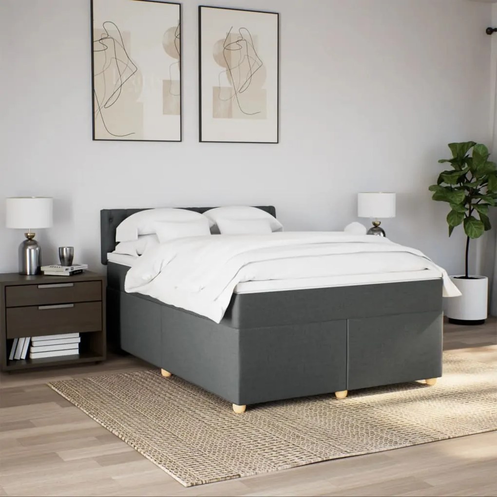 Cama com molas/colchão 140x200 cm tecido cinzento-escuro