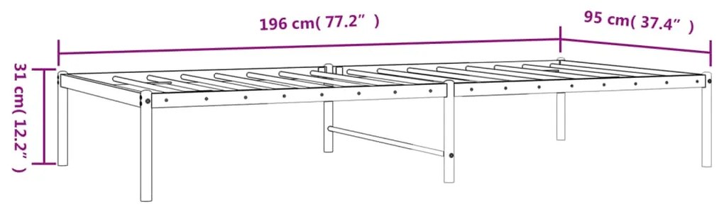 Estrutura de cama metal 90x190 cm branco