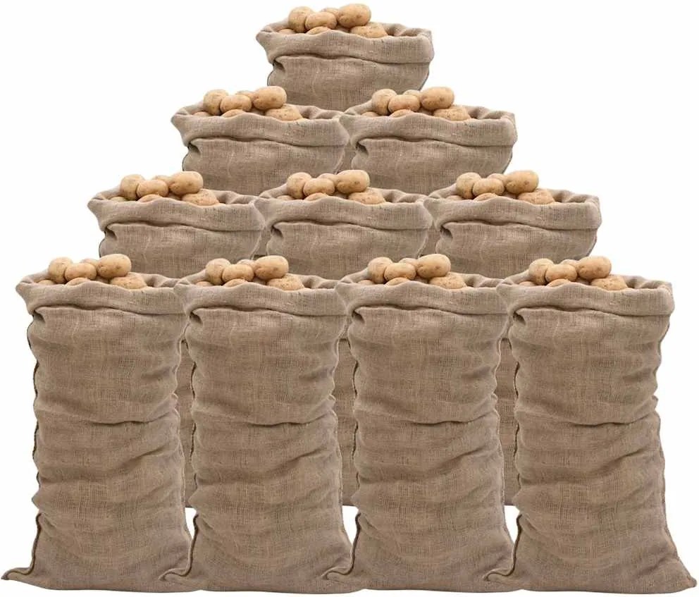 vidaXL Sacos de juta 10 pcs 65x135 cm 100% juta 220 gsm