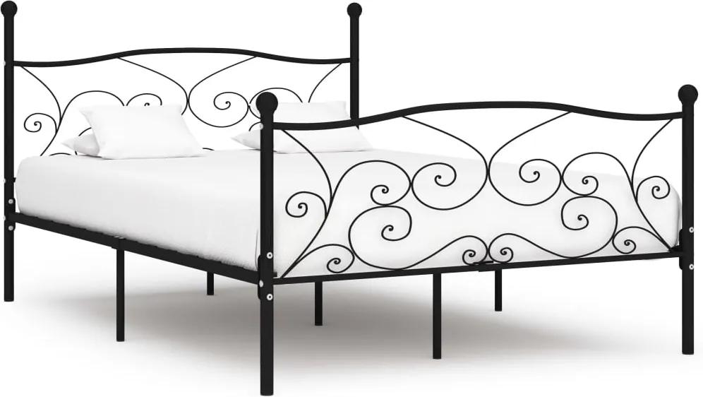 Estrutura de cama com estrado de ripas 120x200 cm metal preto