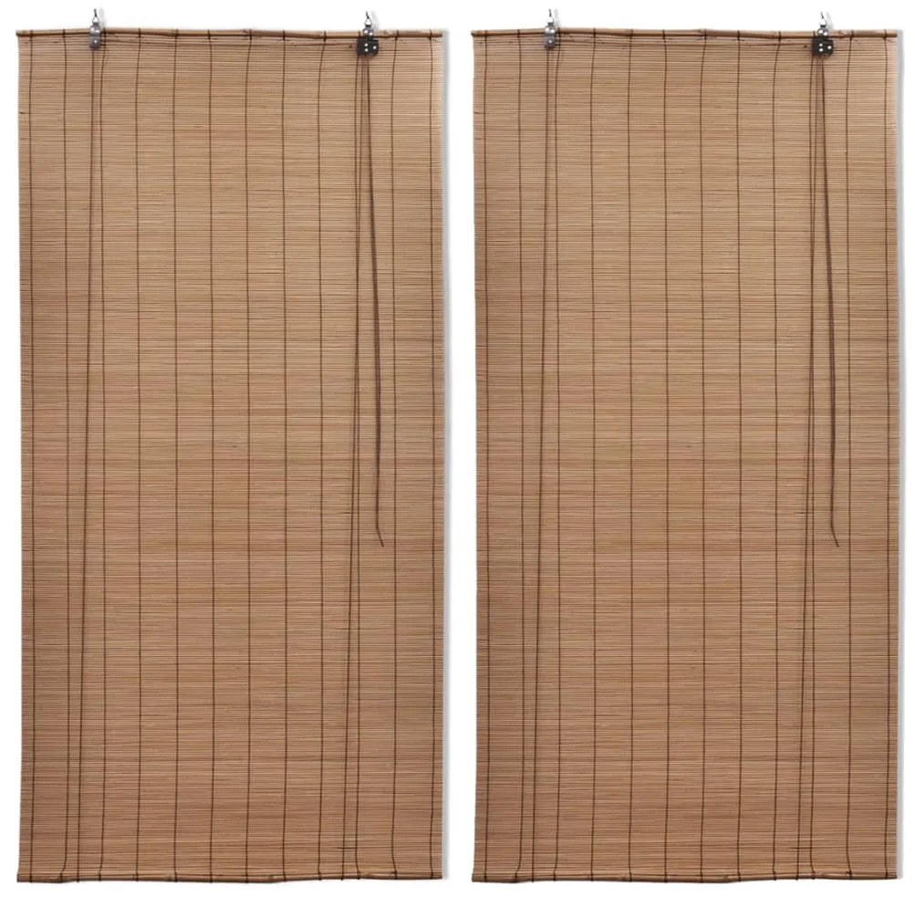 Estores de rolo 2 pcs 80 x 160 cm bambu castanho