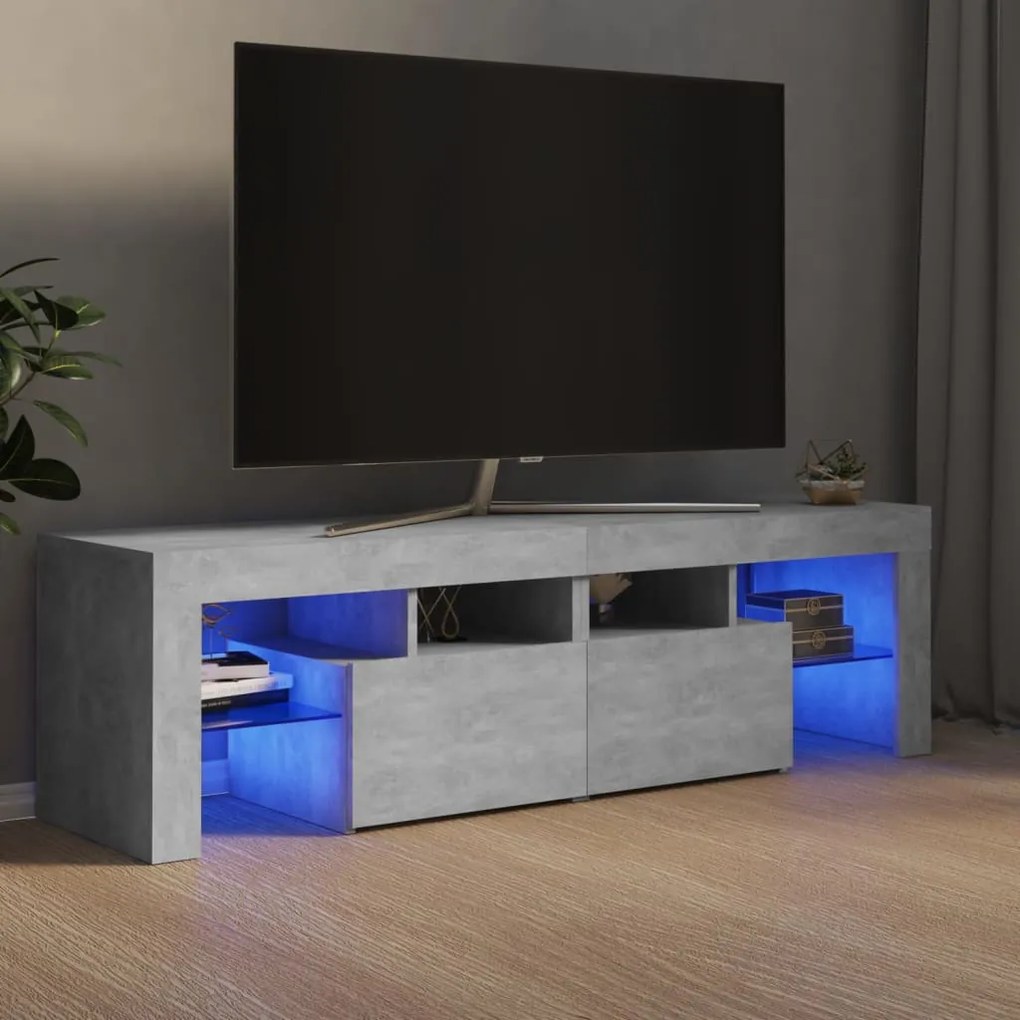 804368 vidaXL Móvel de TV com luzes LED 140x36,5x40 cm cinzento cimento