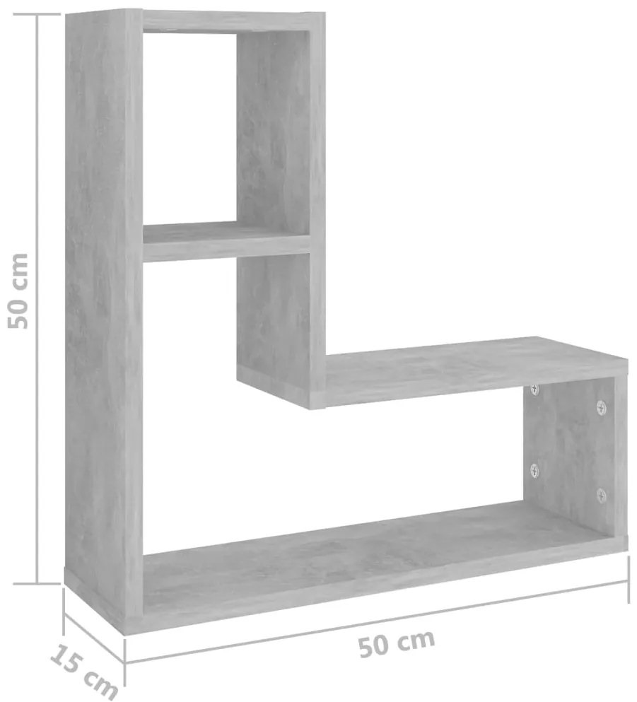 Estantes de parede 2 pcs derivados de madeira cinza cimento