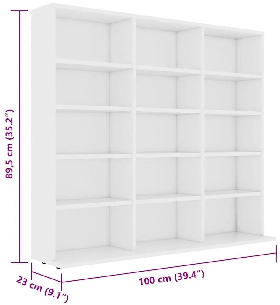 Armário para CD 100x23x89,5 cm derivados de madeira branco