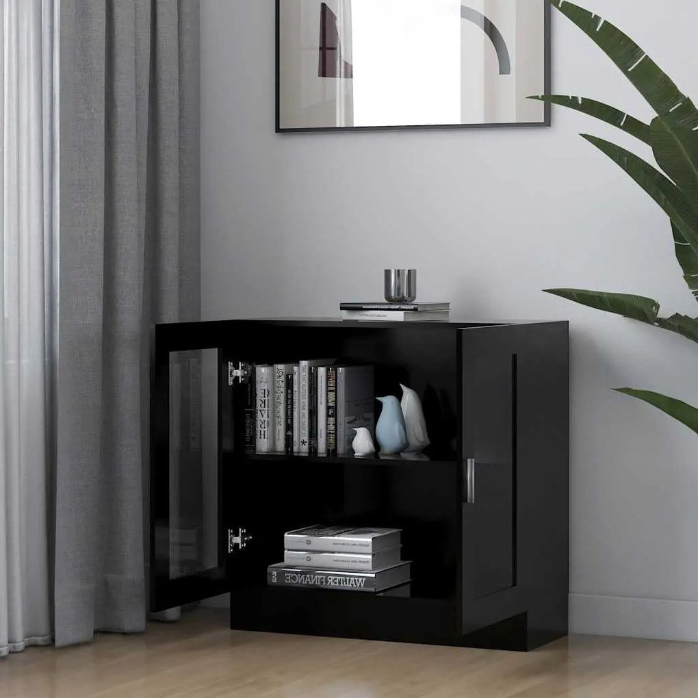 Armário vitrine 82,5x30,5x80 cm derivados de madeira preto