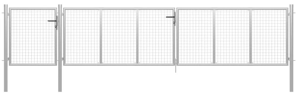 vidaXL Portão de jardim 500x75 cm aço prateado