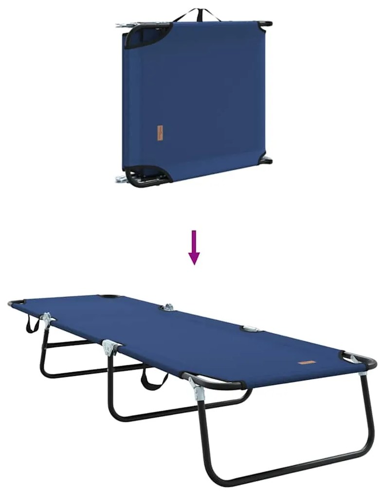 Chaise Longue Dobrável 2 pcs Azul Portátil em Tecido Oxford 600D