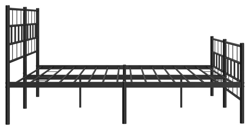 Estrutura de cama com cabeceira e pés 193x203 cm metal preto