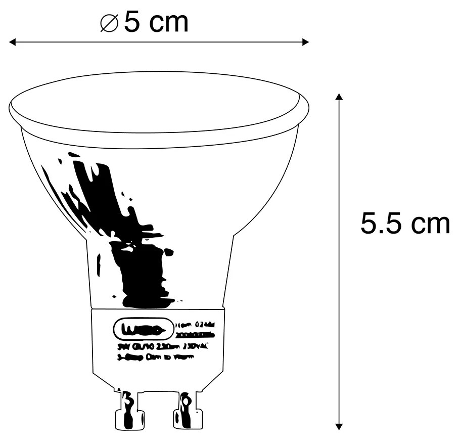 Conjunto de 6 lâmpadas LED GU10 de 3 etapas de dimerização para aquecer 6W 450 lm 2000K - 2700K