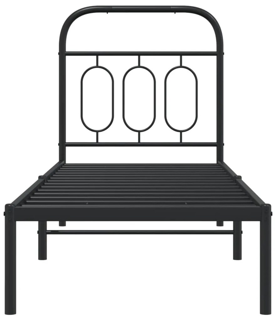 Estrutura de cama metal s/ colchão c/ cabeceira 75x190 cm preto