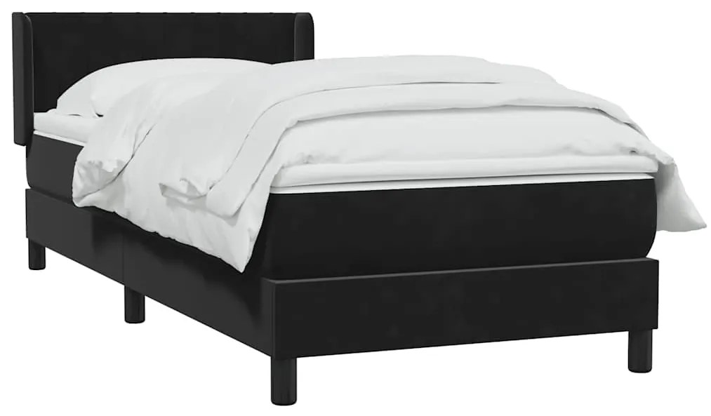 Cama box spring com colchão 90x210 cm veludo preto