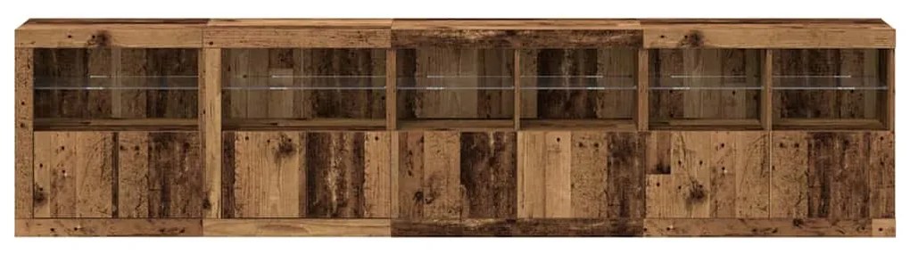 Aparador com Luzes LED Madeira Velha 283x37x67 cm Madeira de Engenhari