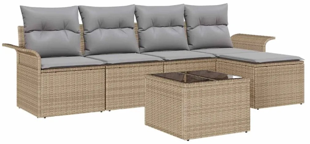 Conjunto de Sofá de Jardim de 6 Peças vidaXL com Almofadas Pretas de R