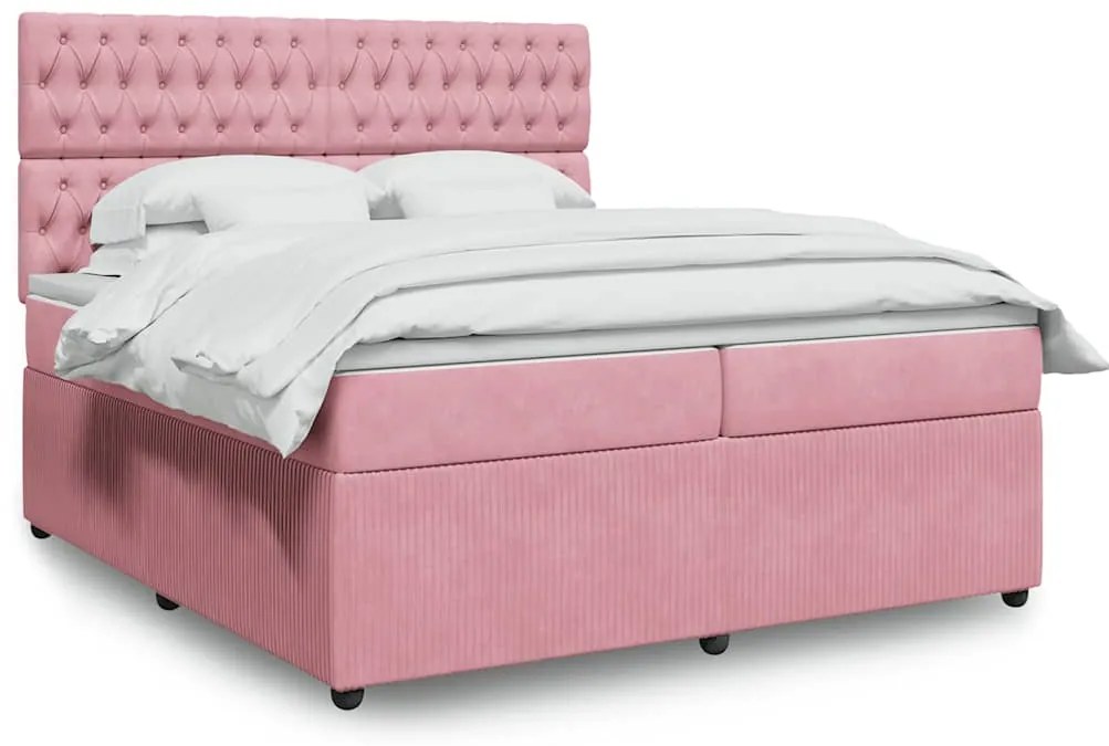 vidaXL Cama com molas/colchão 200x200 cm veludo rosa