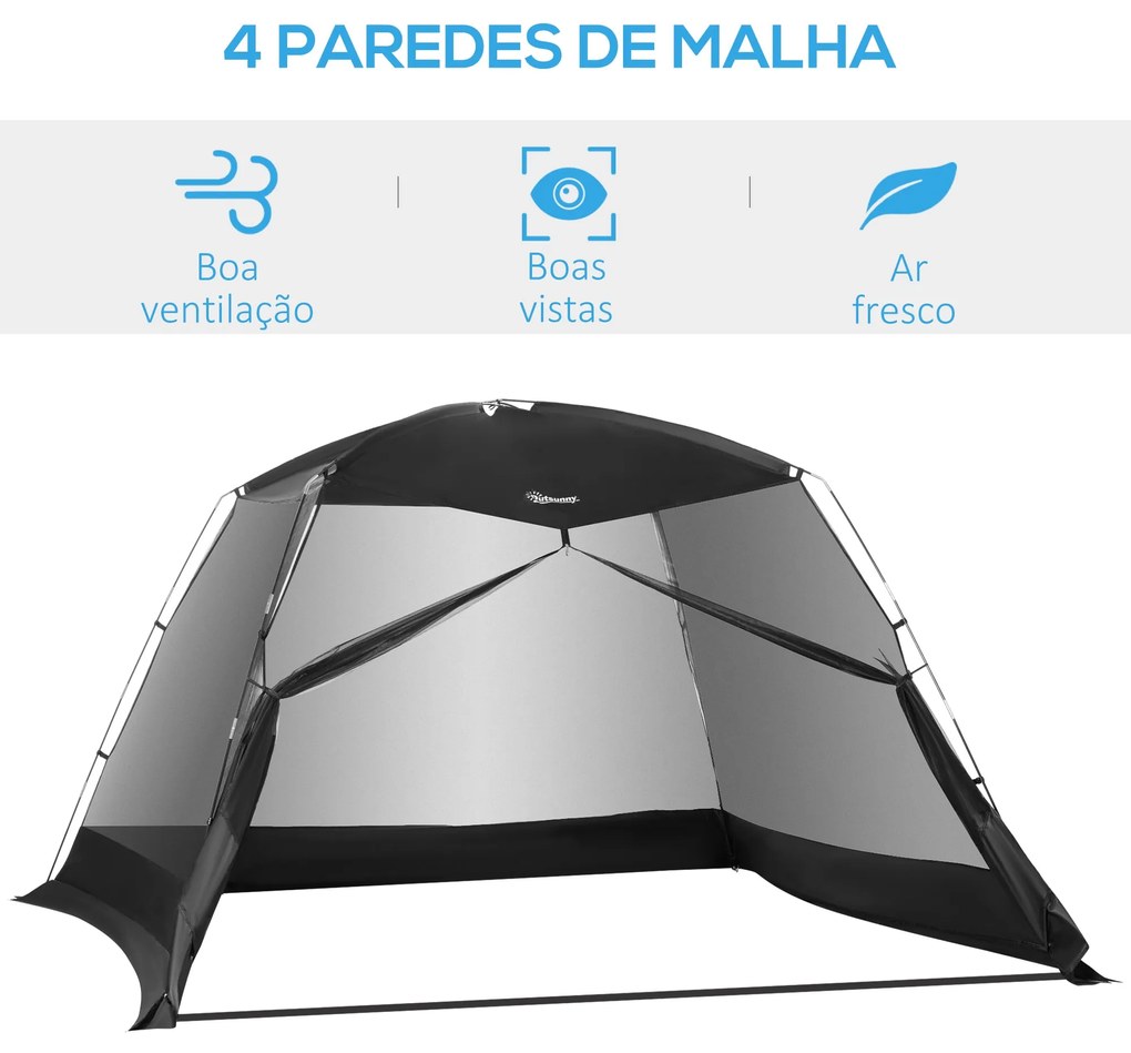Tenda de Jardim 3x3x2m Tenda para 4-6 Pessoas com 4 Telas Mosquiteiras