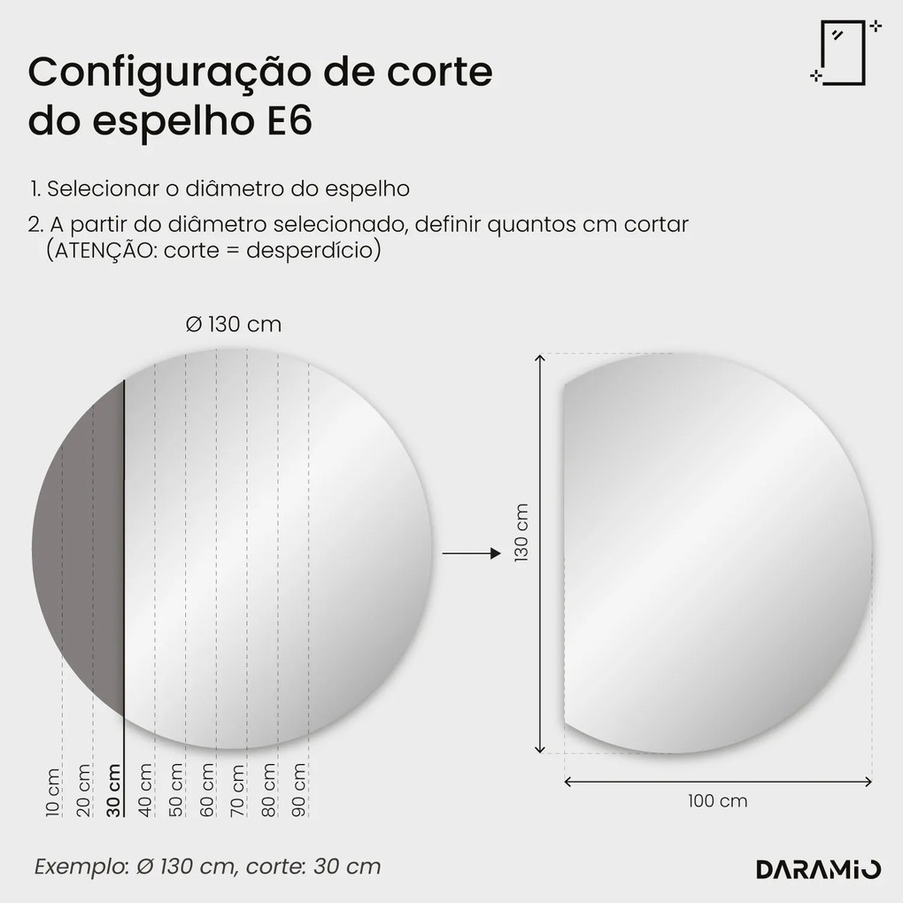 Espelho meia-lua com luz E6