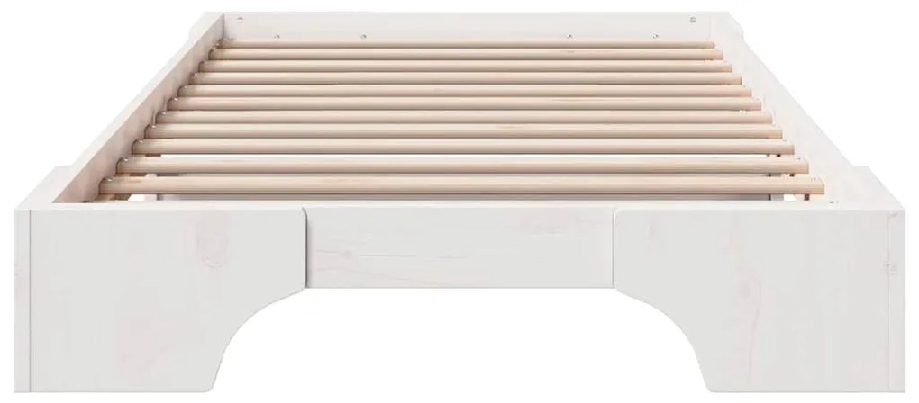 Estrutura de Cama Branca 80x200 cm em Madeira de Pinho Sólido
