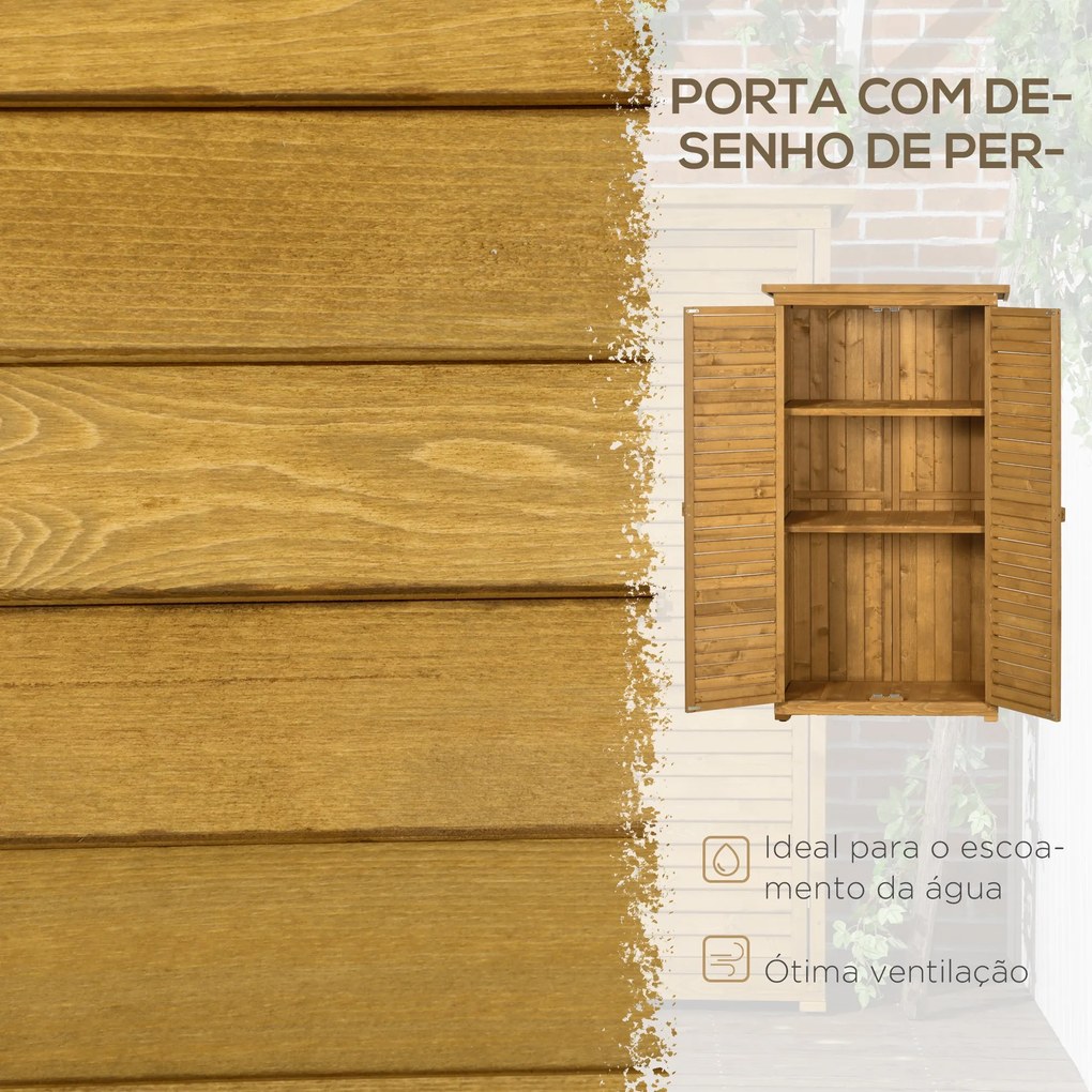 Armário de Jardim em Madeira – 87x46,5x160 cm – Com 2 Portas de Persia