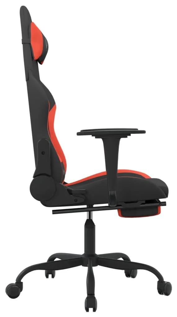 Cadeira de gaming com apoio de pés tecido preto e vermelho