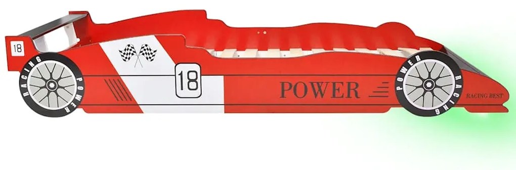 Cama carro de corrida LED para crianças 90x200 cm vermelho