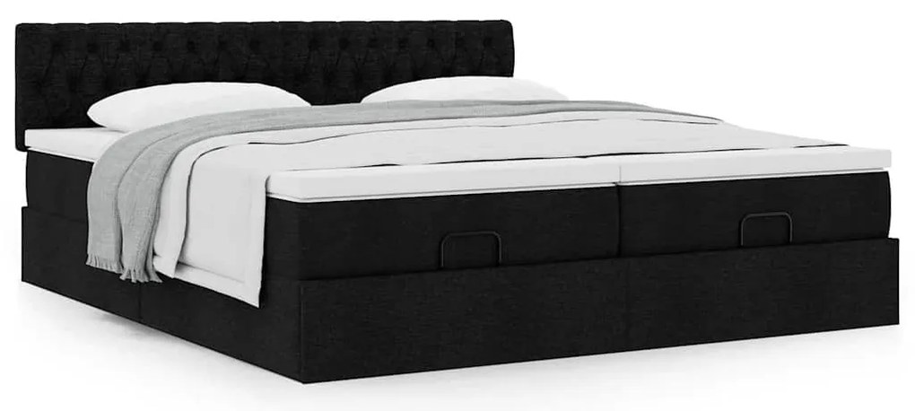 63 / 5,000vidaXL Estrutura de cama otomana com colchões tecido preto