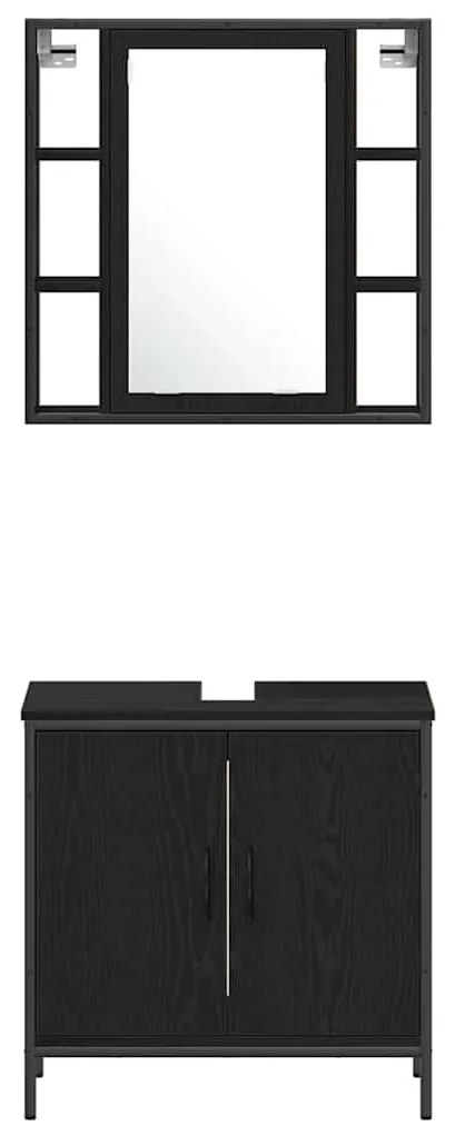 Conjunto de Móveis para Casa de Banho de 4 peças Carvalho Preto Madeir