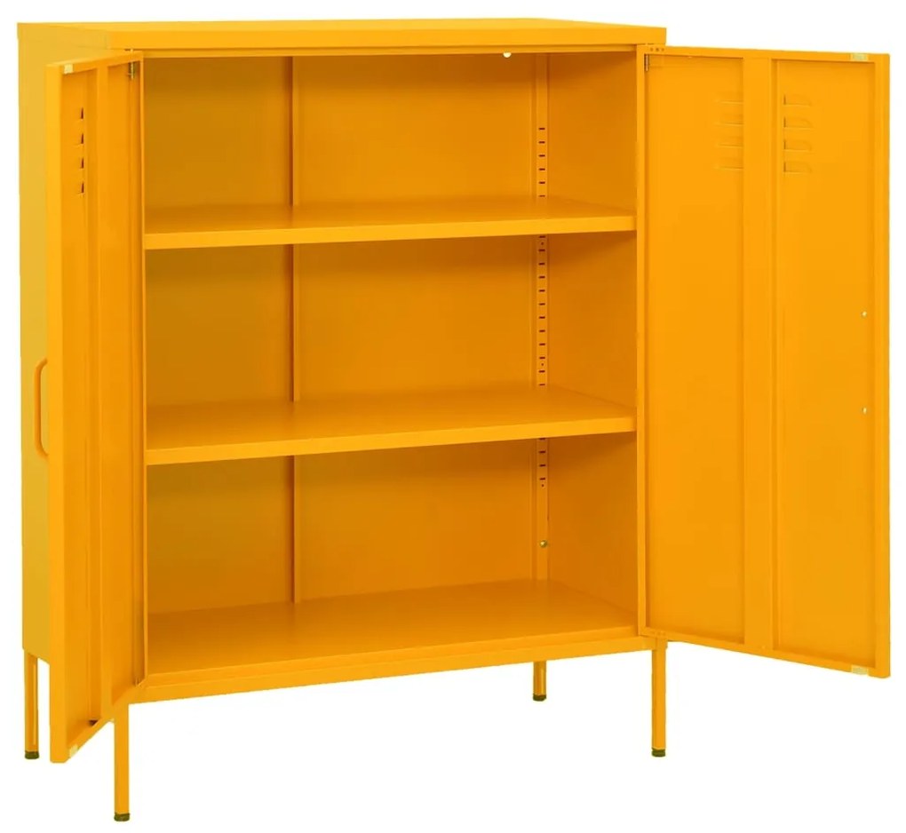 Armário de arrumação aço 80x35x101,5 cm amarelo mostarda